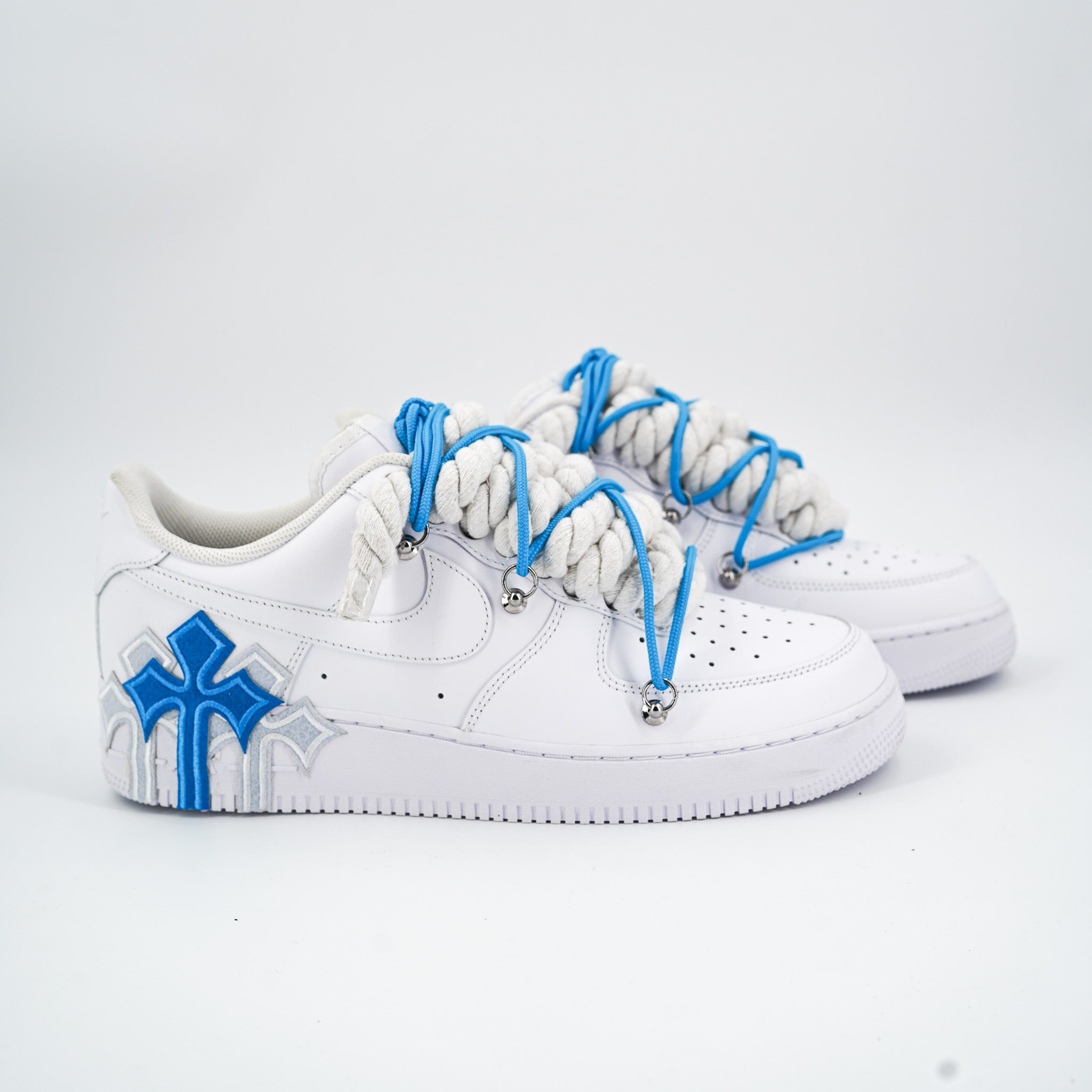 Custom Sneakers '' Rope Laces '' Thorns Blue