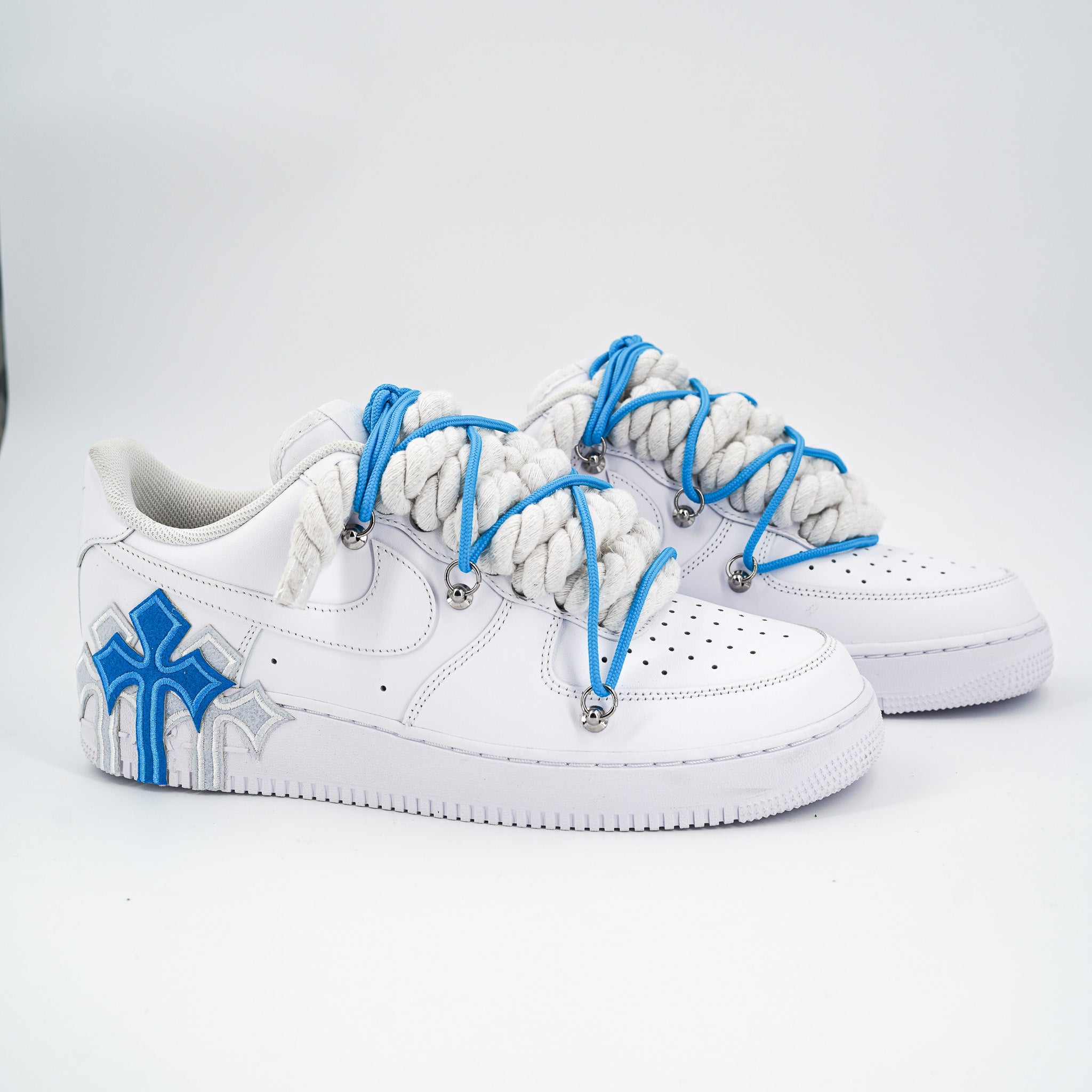 Custom Sneakers '' Rope Laces '' Thorns Blue