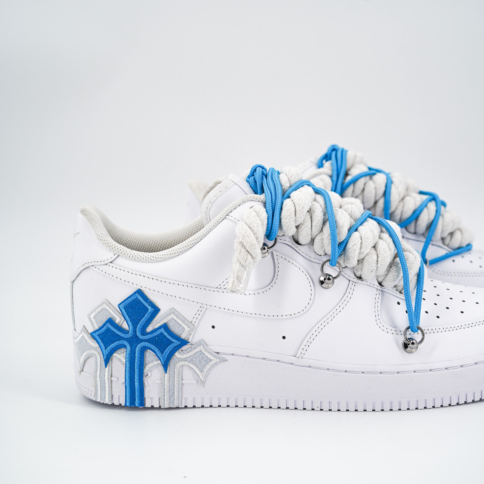 Custom Sneakers '' Rope Laces '' Thorns Blue