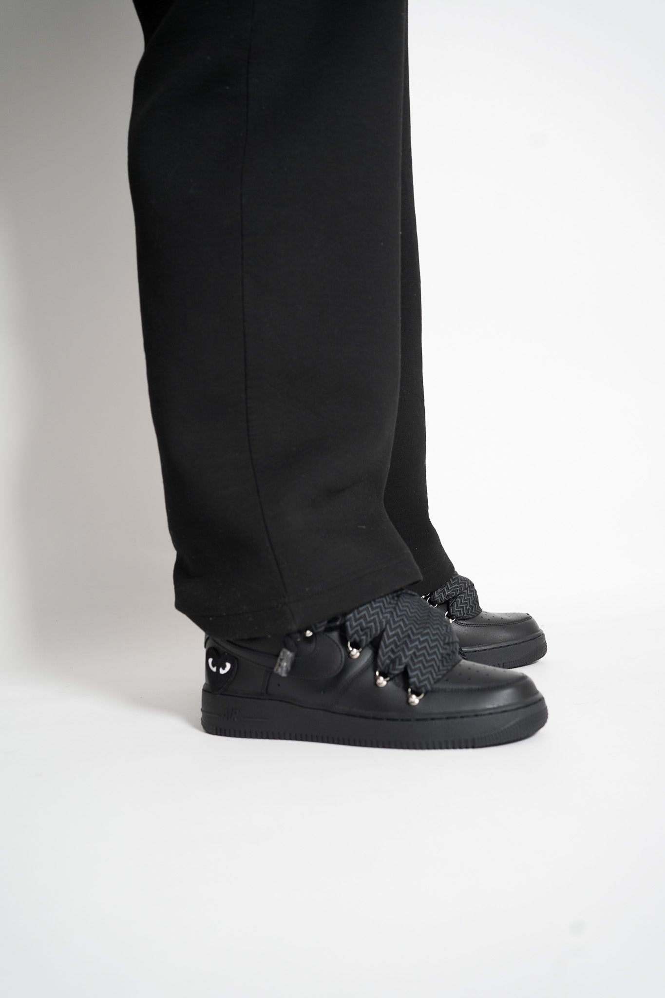 Custom Nike AF1 Black love stride ,, Lanvin Laces '' Black