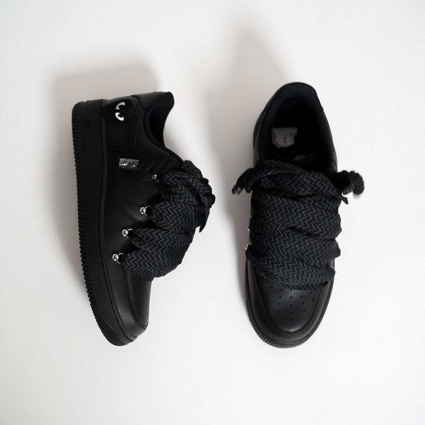 Custom Nike AF1 Black love stride ,, Lanvin Laces '' Black