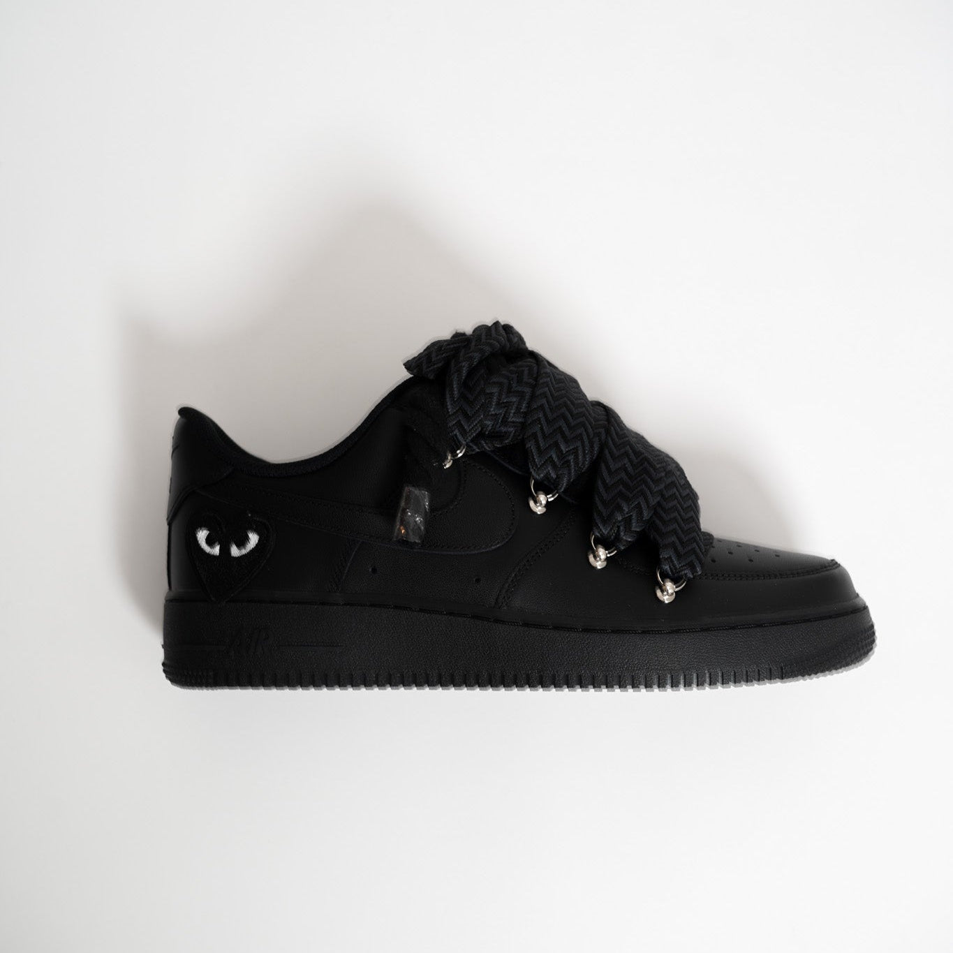 Custom Nike AF1 Black love stride ,, Lanvin Laces '' Black