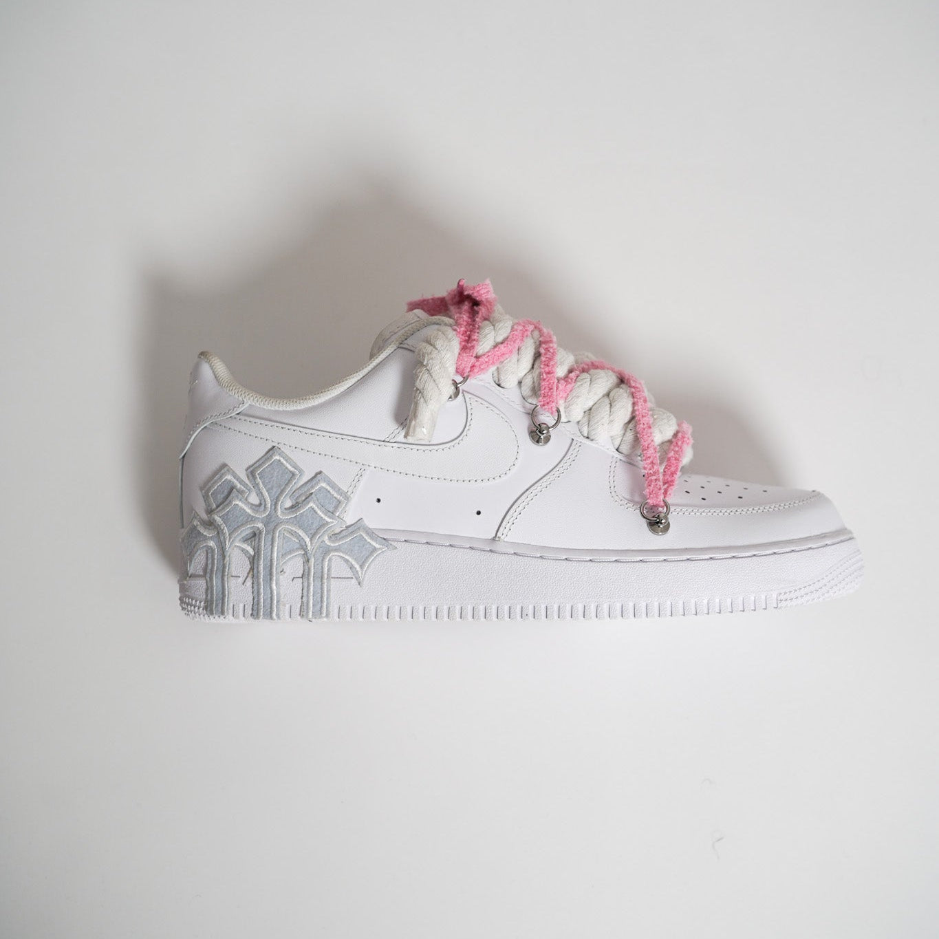 Custom Sneakers '' Rope Laces '' Thorns White Extra Laces Pink