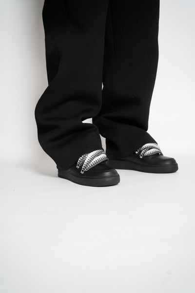 Custom Sneakers Black love stride ,, Lanvin Laces ''Black / White