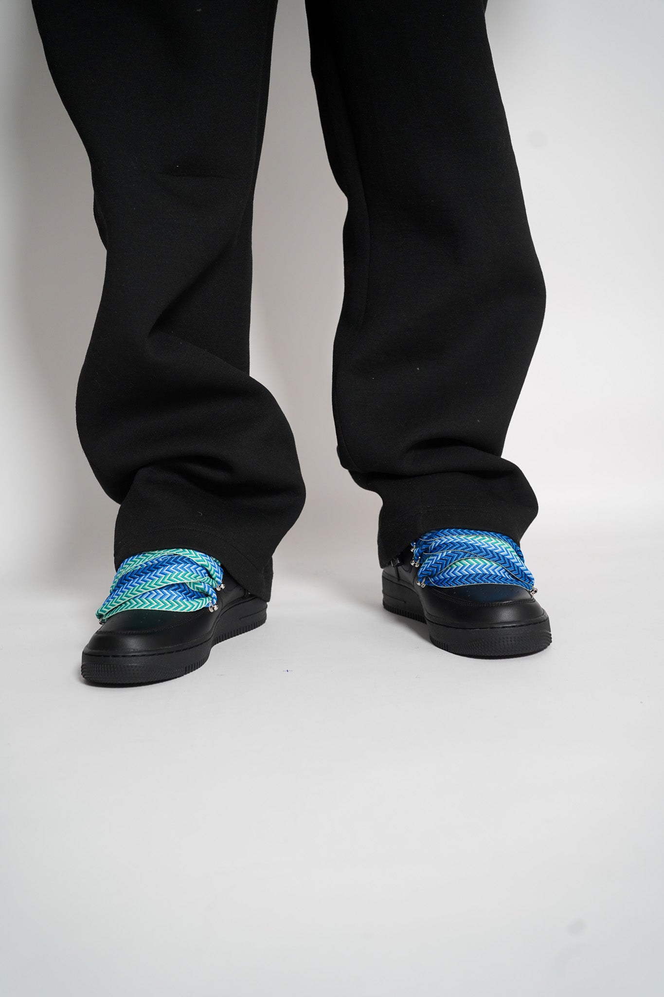 Custom Nike AF1 Black love stride ,, Lanvin Laces '' Blue