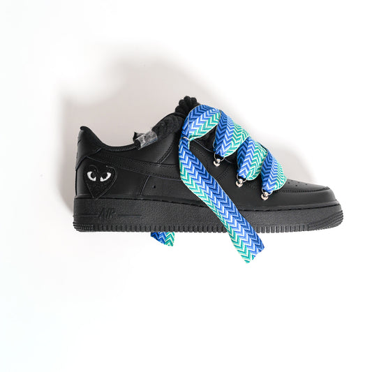 Custom Nike AF1 Black love stride ,, Lanvin Laces '' Blue