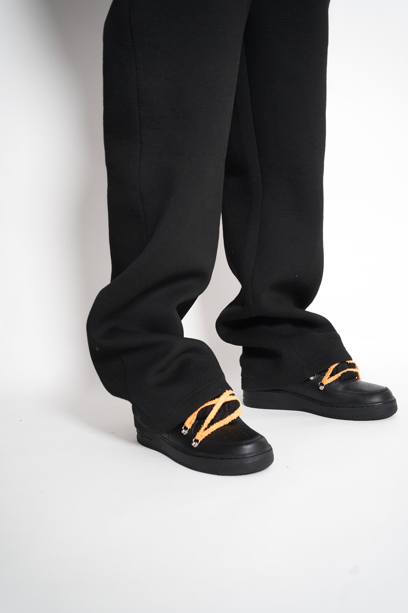 Custom Nike AF1 Black love Stride'' Rope Laces '' Extra Orange