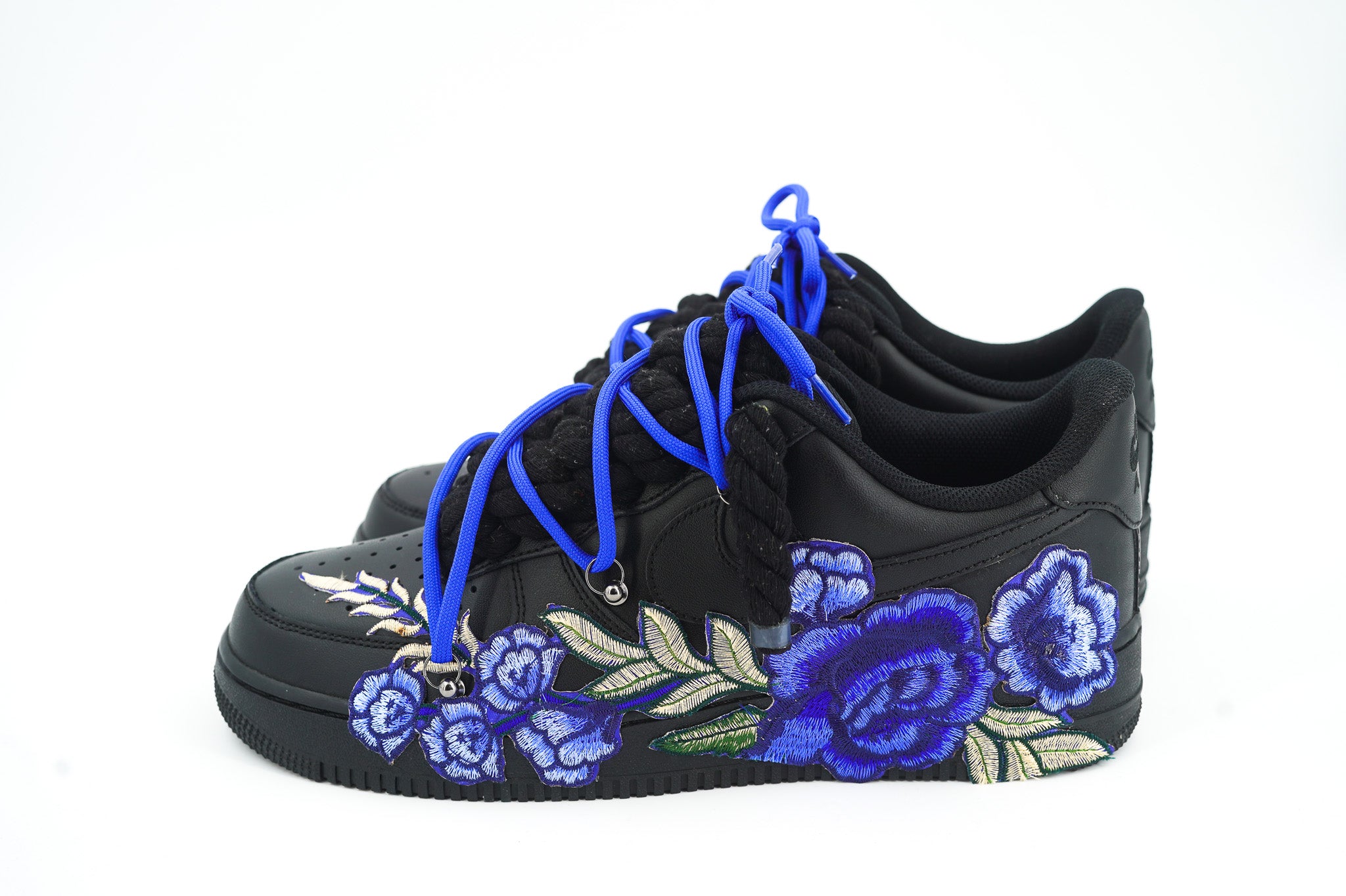 Custom Sneakers Black “ROPE LACES” Blue Parfait