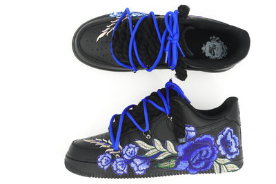 Custom Nike AF1 Black “ROPE LACES” Blue Parfait