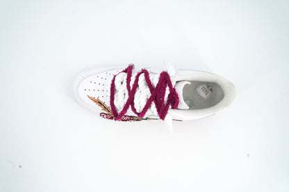 Custom Sneakers White “ROPE LACES” Red Parfait