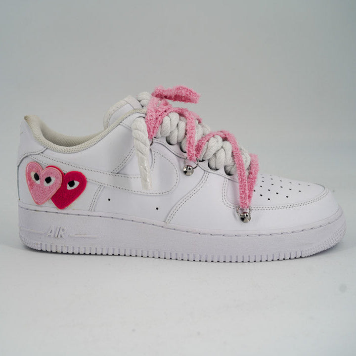 Custom Nike AF1 '' Rope Laces '' Love stride Red/Pink
