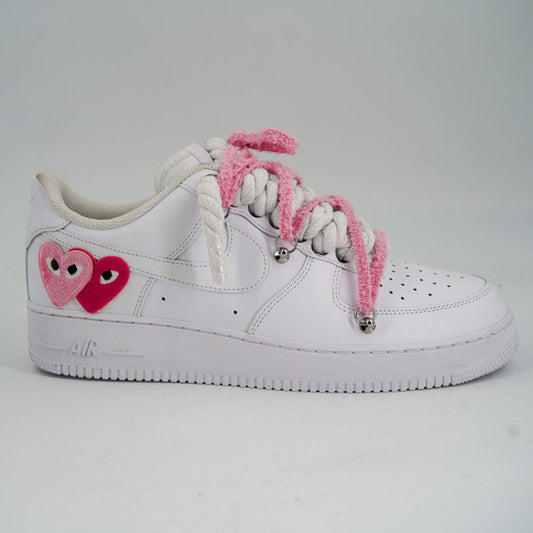 Custom Nike AF1 '' Rope Laces '' Love stride Red/Pink