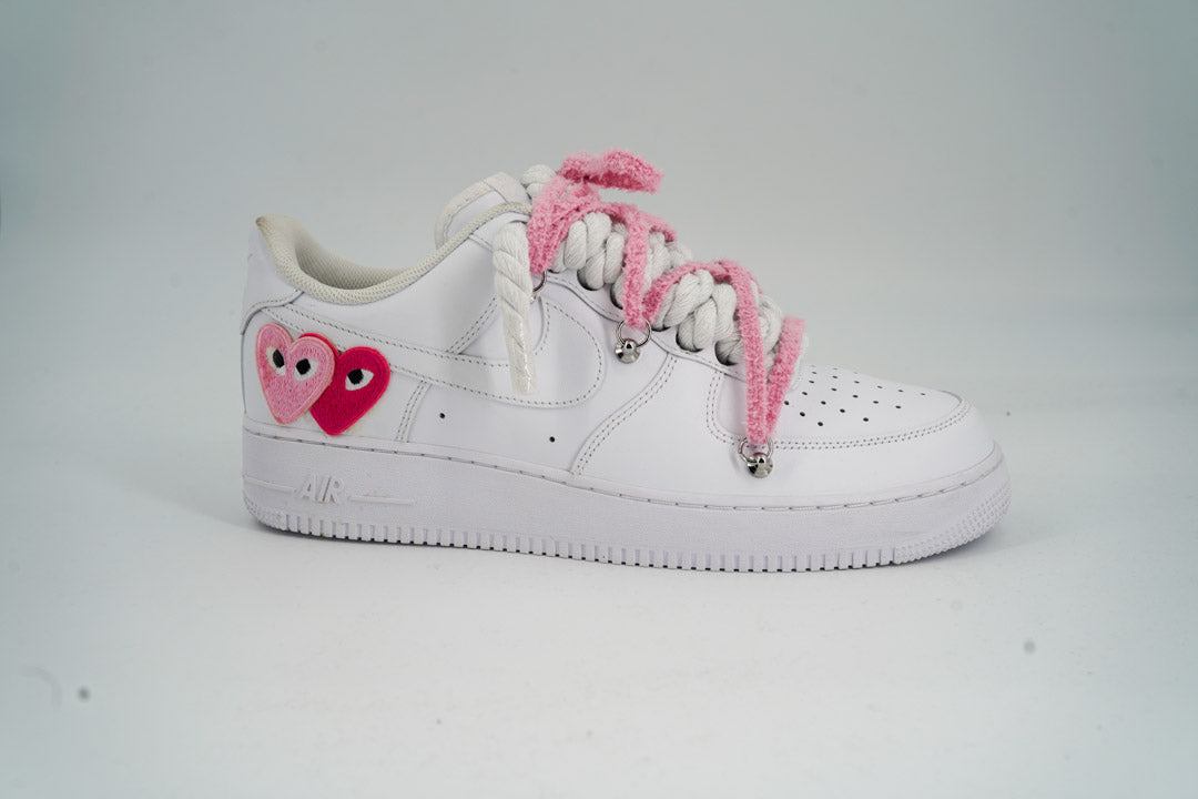 Custom Nike AF1 '' Rope Laces '' Love stride Red/Pink