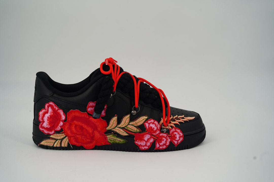 Custom Nike AF1 Black “ROPE LACES” Red Parfait