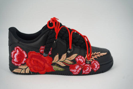 Custom Nike AF1 Black “ROPE LACES” Red Parfait