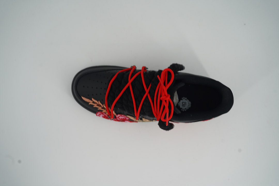 Custom Nike AF1 Black “ROPE LACES” Red Parfait