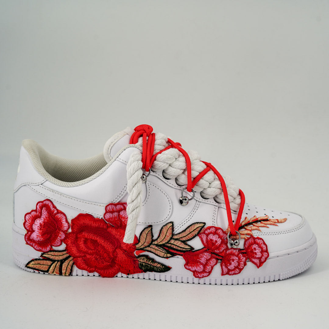 Custom Nike AF1 White “ROPE LACES” Red Parfait