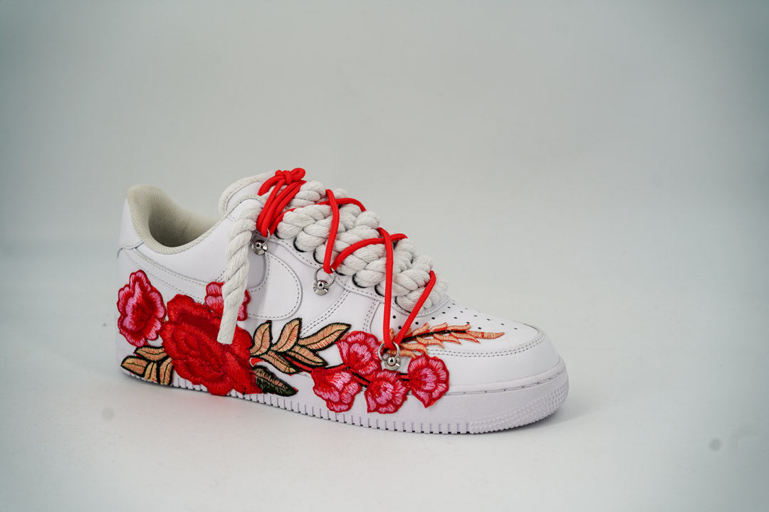 Custom Nike AF1 White “ROPE LACES” Red Parfait
