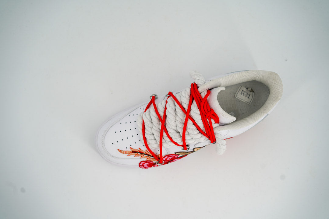 Custom Nike AF1 White “ROPE LACES” Red Parfait