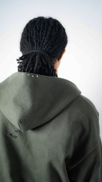 Custom Lined Zip Hoodie Olive Green 500g