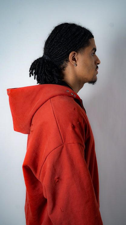 Custom Lined Zip Hoodie Brick Red 500g