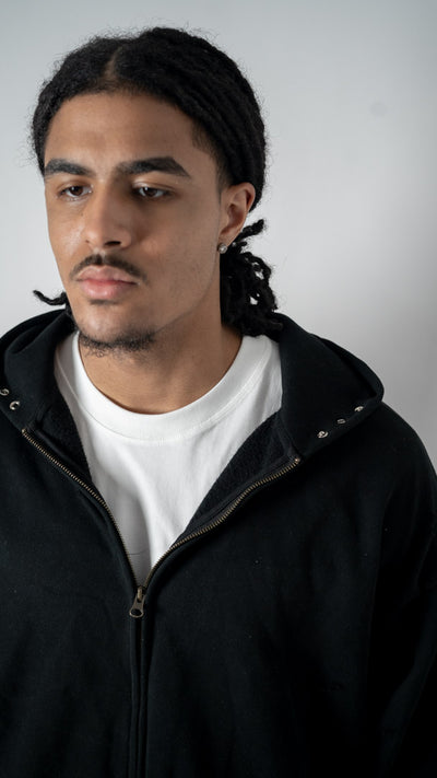 Custom Lined Zip Hoodie Black 500g