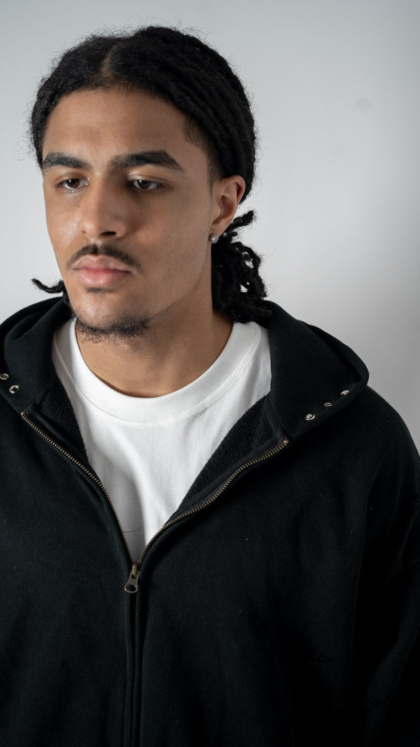 Custom Lined Zip Hoodie Black 500g