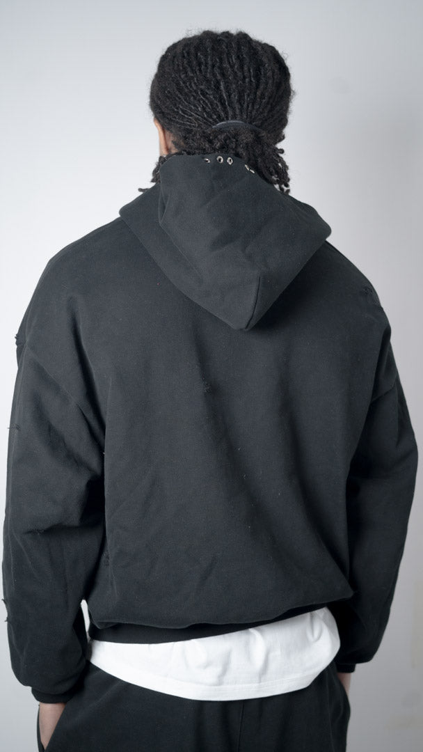 Custom Lined Zip Hoodie Black 500g