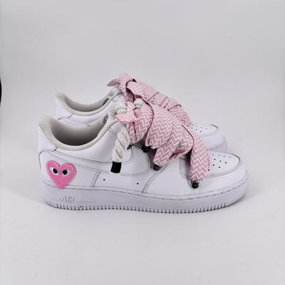 Custom Nike AF1 White ,, Lanvin Laces ''Pink
