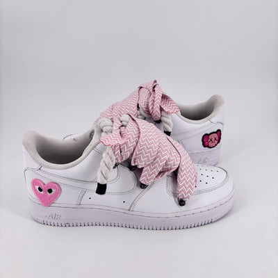 Custom Nike AF1 White ,, Lanvin Laces ''Pink