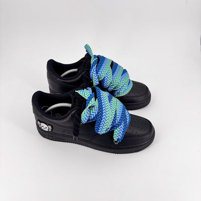 Custom Nike AF1 Black ,, Lanvin Laces '' Blue