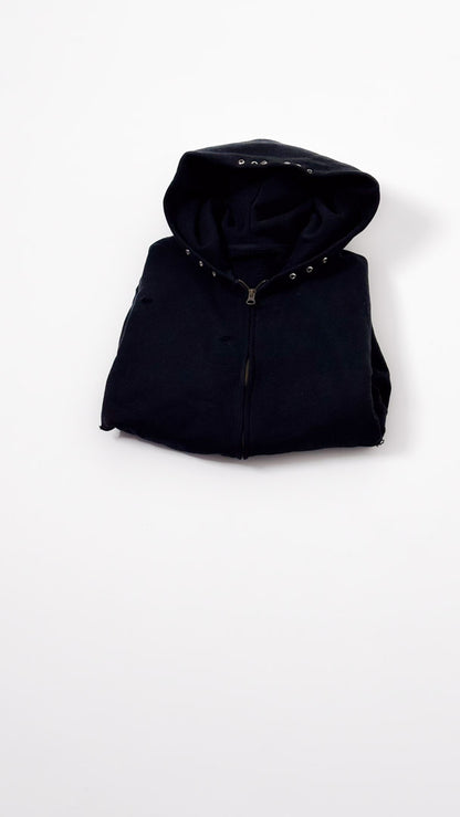Custom Lined Zip Hoodie Black 500g