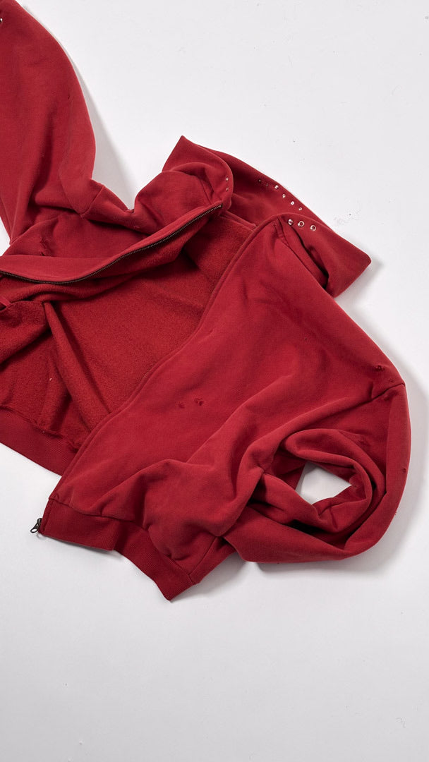 Custom Lined Zip Hoodie Brick Red 500g