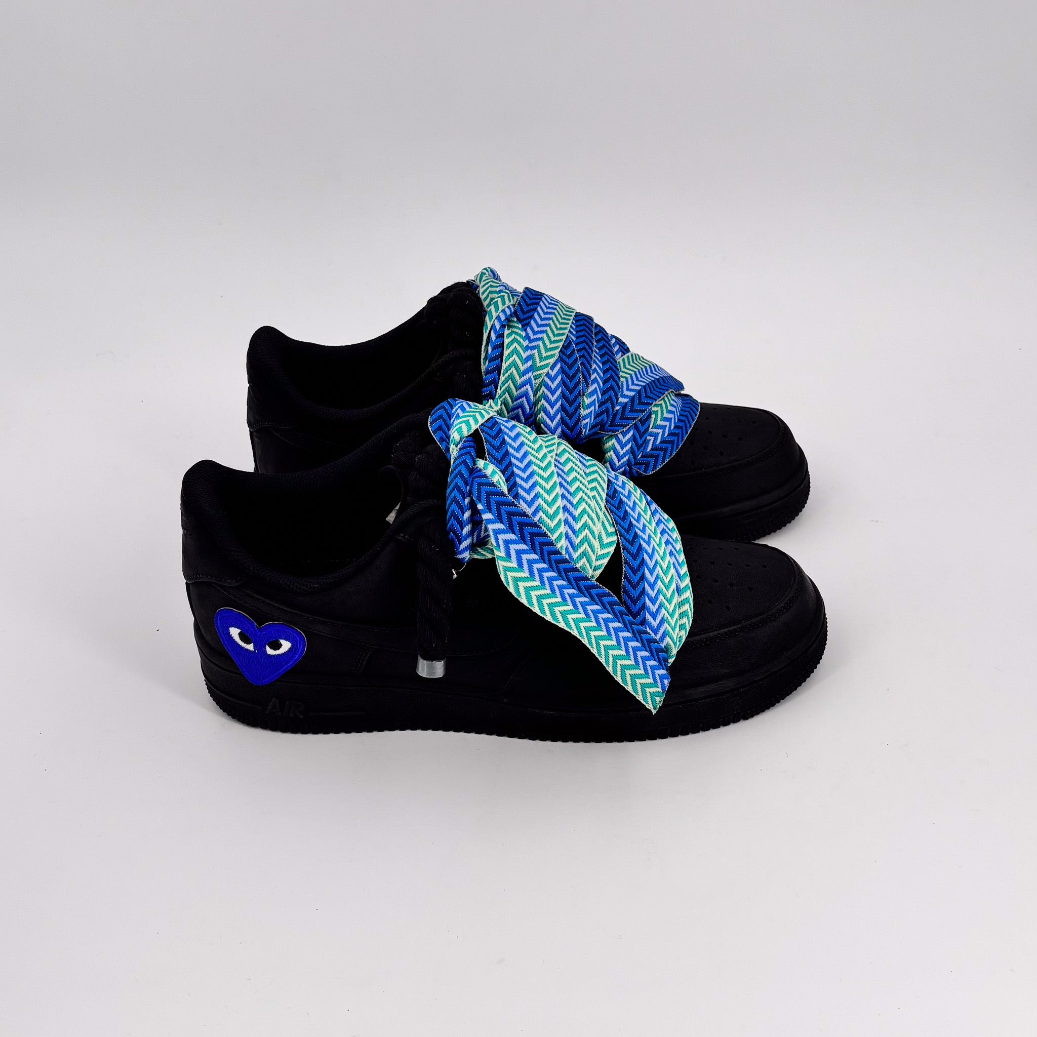 Custom Nike AF1 Ninja black '' Rope Laces Black '' Love stride