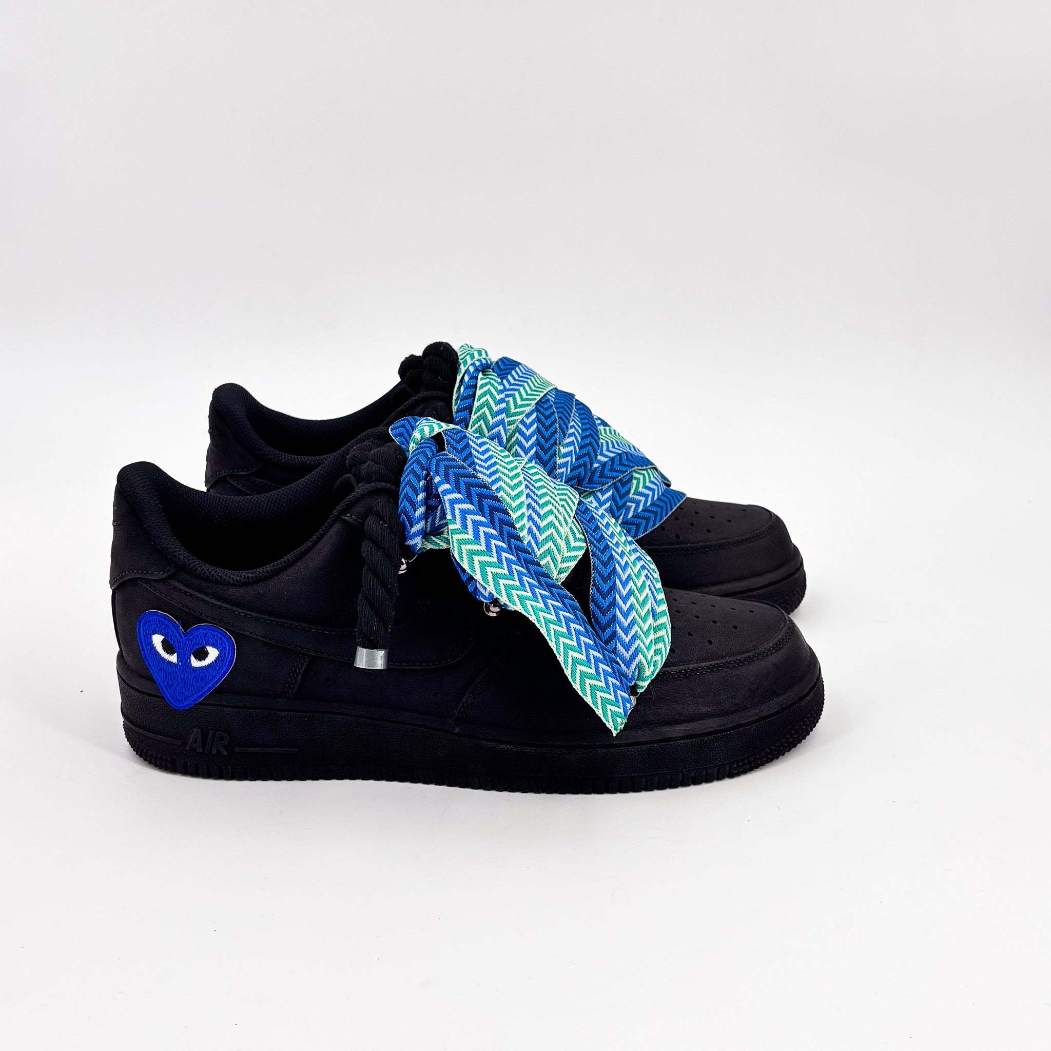 Custom Nike AF1 Ninja black '' Rope Laces Black '' Love stride
