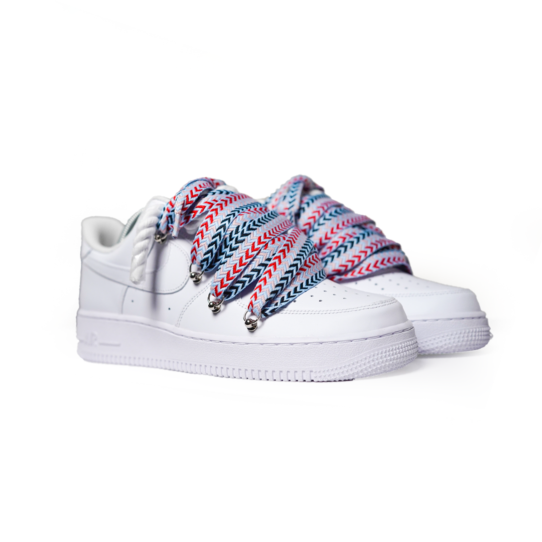 Custom Nike AF1 Weiß ,, Lanvin Laces '' Red / Blue